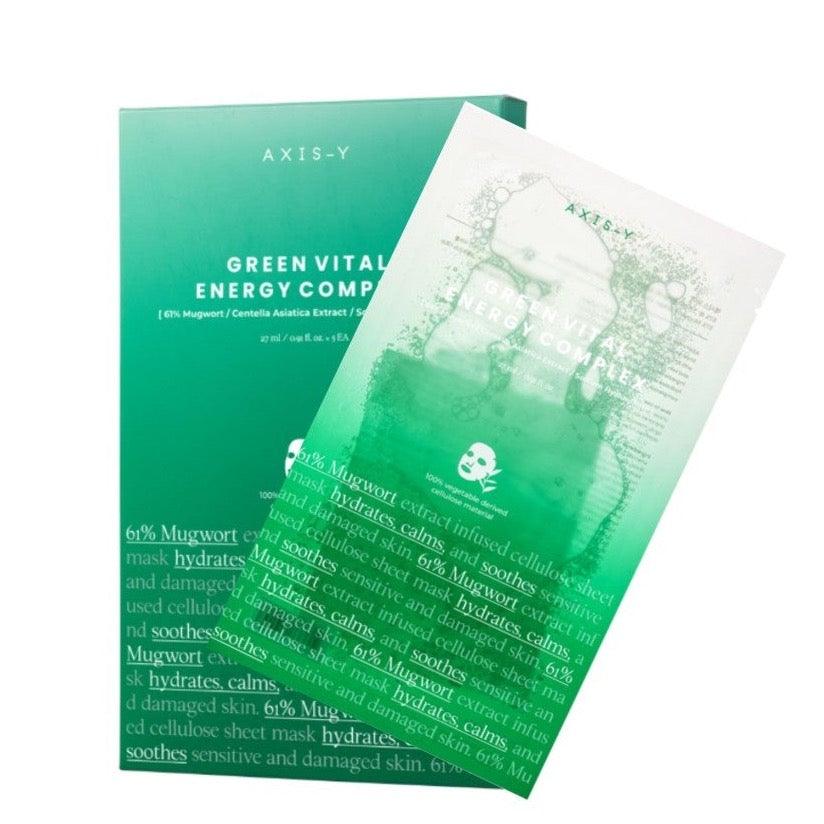 AXIS-Y 61% Mugwort Green Vital Energy Complex Sheet Mask 27ml x 5pcs - Pretty Mira Shop