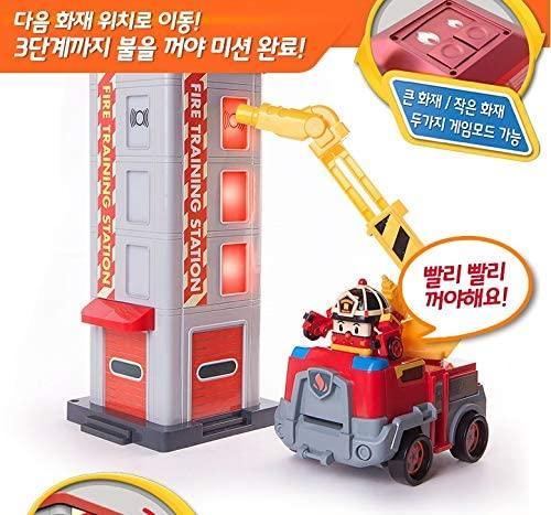 Robocar Poli Roy Fire Rescue Training Set(Roy Transformable Toy + Firetruck + Fire Training Station) - Pretty Mira Shop
