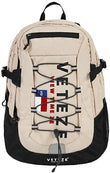 VETEZE Big Logo Backpack Retro Contemporary Unisex Laptop Bag for School Travel Hot Item from Korea (Beige) - Pretty Mira Shop